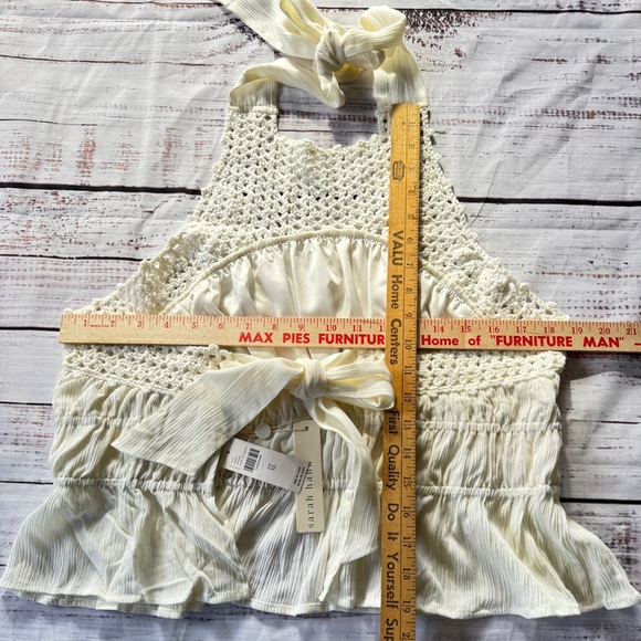 NWT Anthropologie Sarah Hann Ivory Crochet Halter Peplum Top XL Boho - Picture 13 of 14